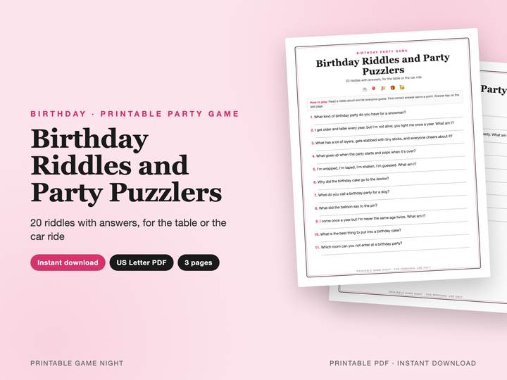 Birthday Riddles and Party Puzzlers