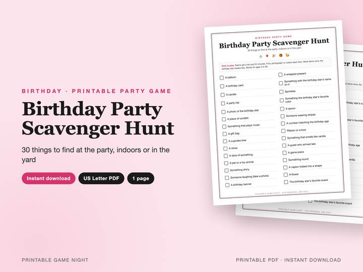 Birthday Party Scavenger Hunt