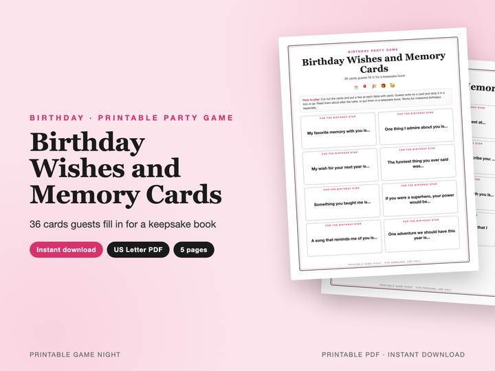 Birthday Wishes and Memory Cards