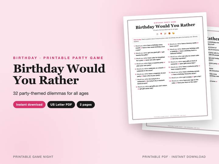 Birthday Would You Rather