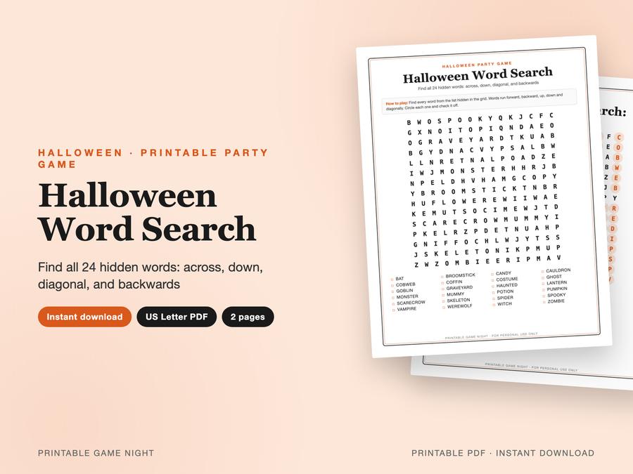 Halloween Word Search