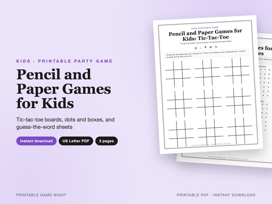 Pencil and Paper Games for Kids