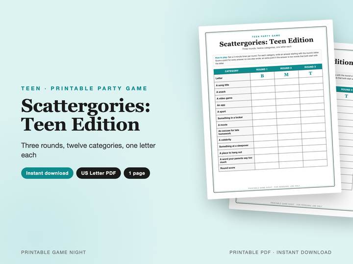 Scattergories: Teen Edition