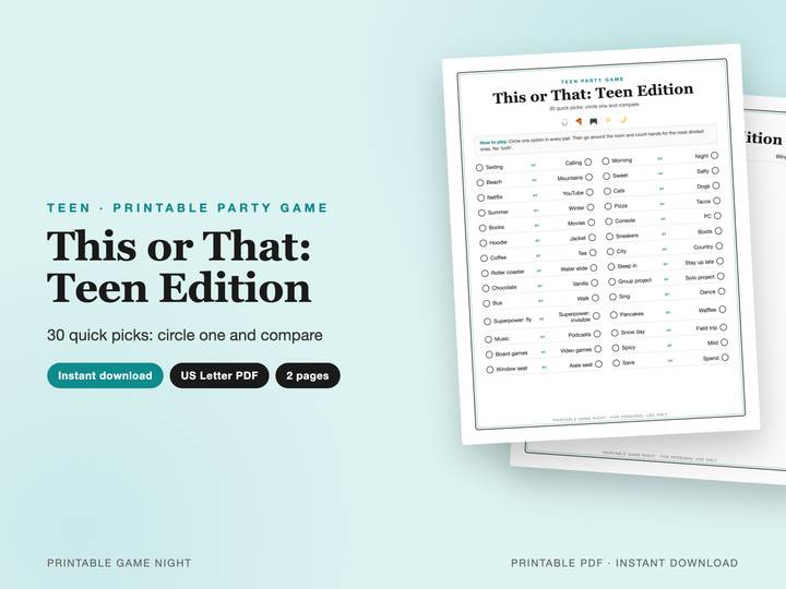 This or That: Teen Edition