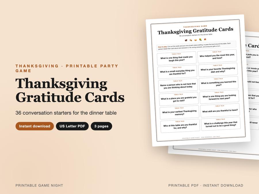 Thanksgiving Gratitude Cards