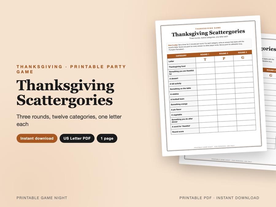 Thanksgiving Scattergories