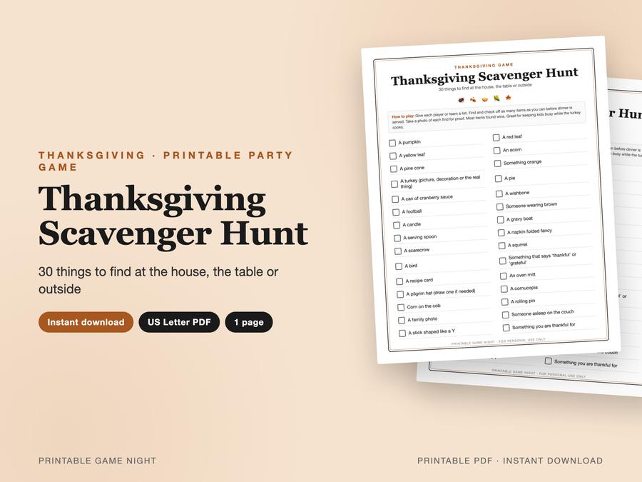 Thanksgiving Scavenger Hunt