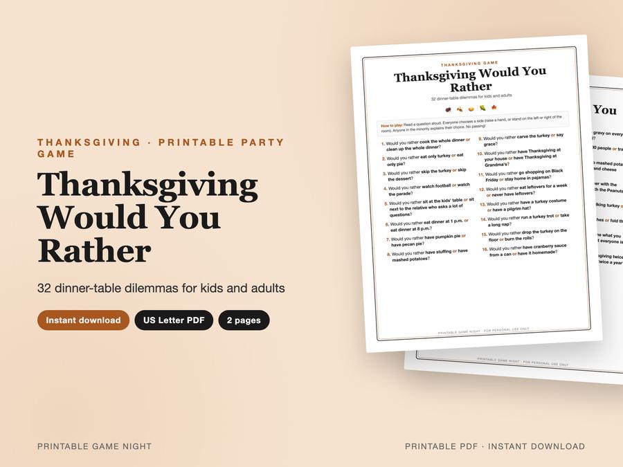 Thanksgiving Would You Rather